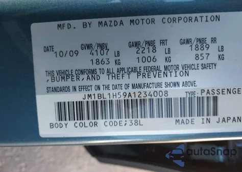2010 Mazda Mazda3 S Sport from USA, damaged, VIN JM1BL1H59A1234008